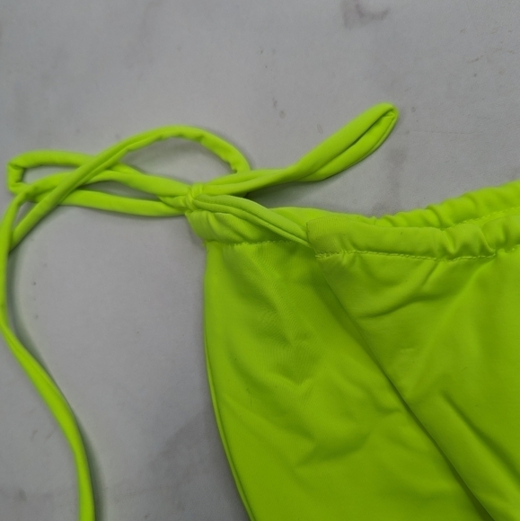 Good American Swim Bottom Women Electric Green Tiny Ties Bikini Neon - Picture 2 of 11